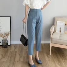 Осенние женские шаровары, летние рабочие штаны длиной до лодыжки, женские прямые брюки с разрезом, деловой костюм, pantalones mujer DA3