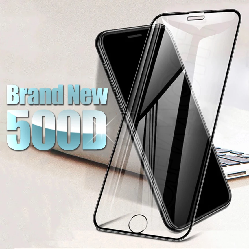 Изогнутое защитное стекло 500D для iphone 11 12 13 Pro Max XS XR X SE с полным покрытием 2020
