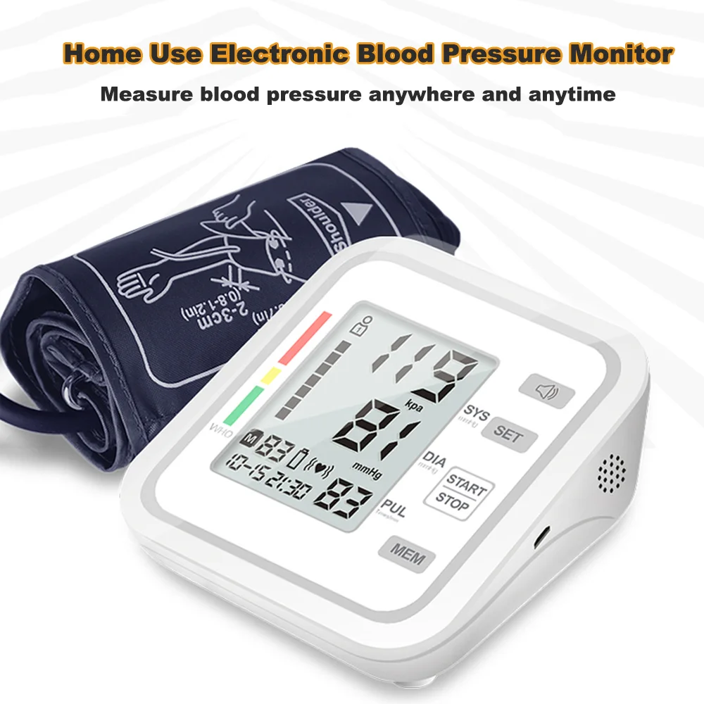 Upper Arm Automatic Electronic Blood Pressure Monitor Intelligent Blood Pressure Meter Measurement Tool With Voice Function