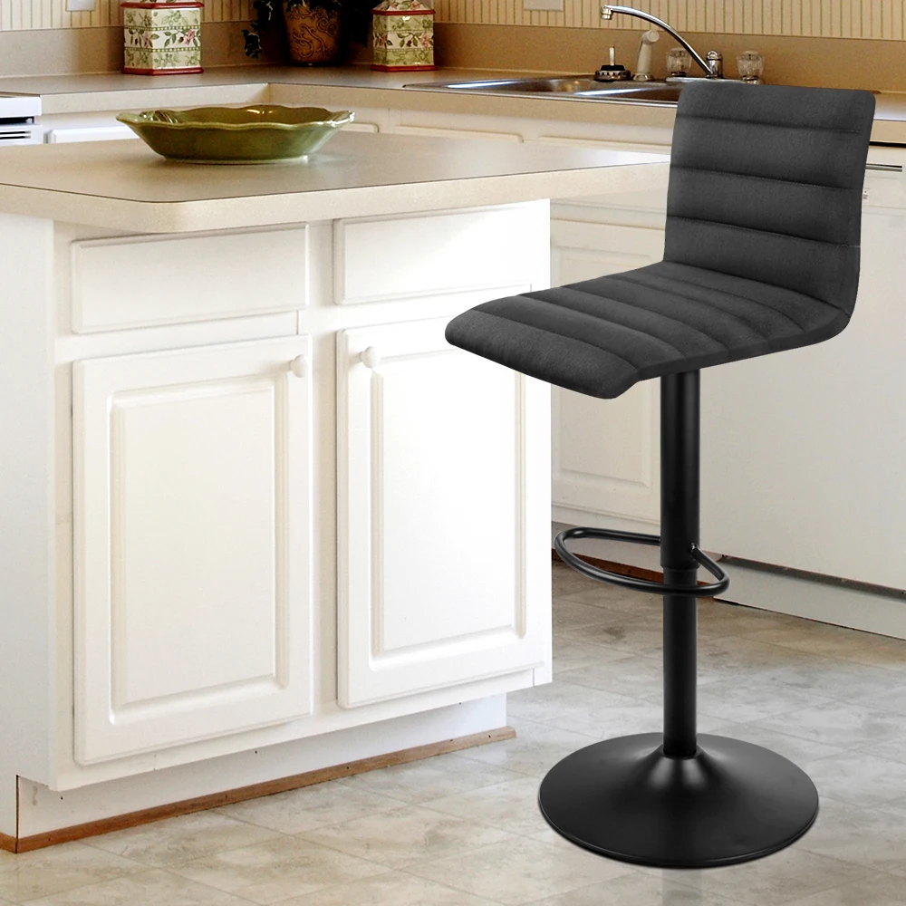 Artiss 2PCS Fabric Bar Stools Black Comfortable L-Shaped Seat High Density Foam Height Adjustable Bar Chairs A2 Artiss 2PCS Fabric Bar Stools Black Comfortable L-Shaped Seat High Density Foam Height Adjustable Bar Chairs A2