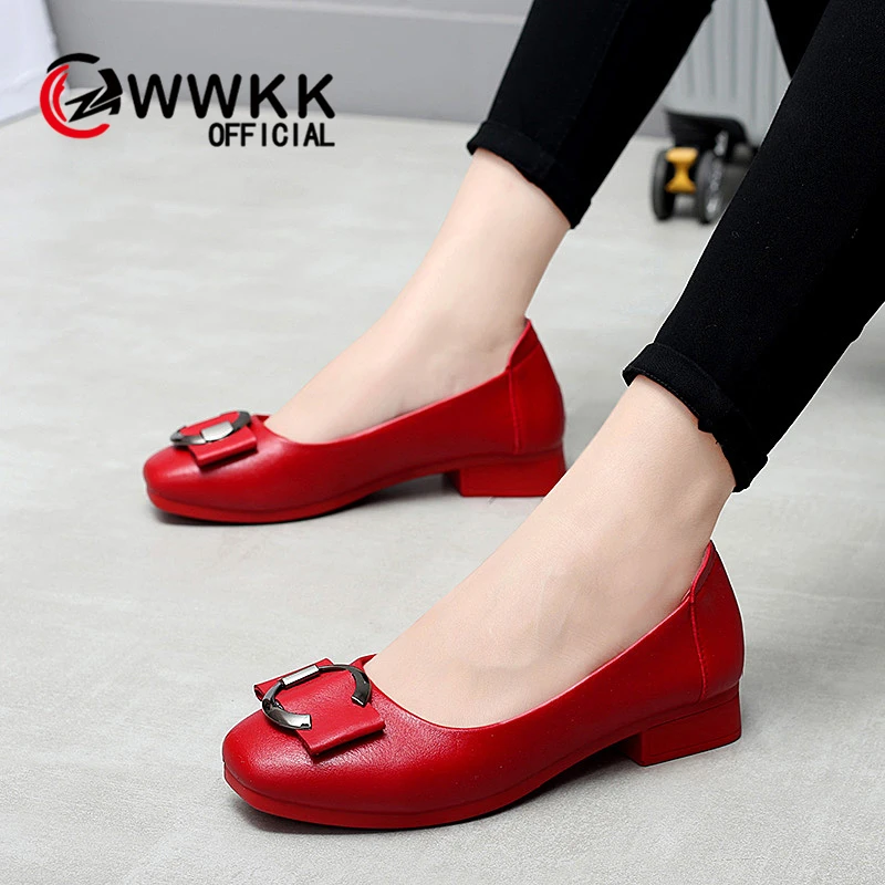 

WWKK 2019 Autumn Women Flats Shoes Woman Genuine Leather Shoes Women Loafers Slip-on Ballet Flats Ballerines Flats Boat Shoes