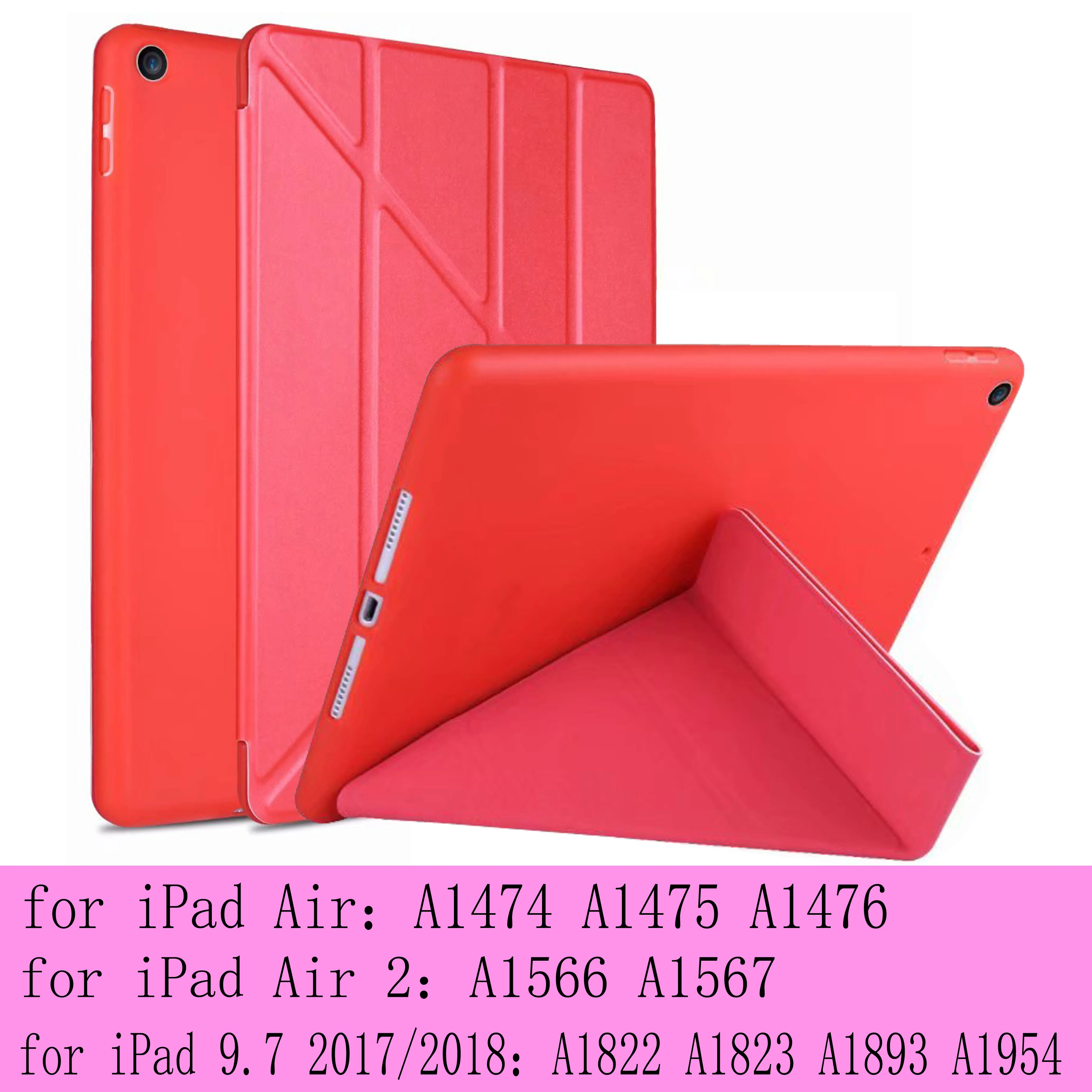 Чехол для iPad 9,7 6th воздуха, версия 1, 2, 3, ремешок Pro 9,7 10 г. 5 мини 12345 10,2 ТПУ мягкий чехол Smart sleep wake up из искусственной кожи чехол - Цвет: Red-9.7-6th-Air
