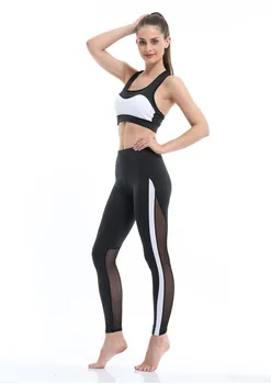 

New Summer Mesh Striped Stitching Leggings Womens High Waist Black Gym Fitness Leggings High Elasticity Push Up Workout Leggings