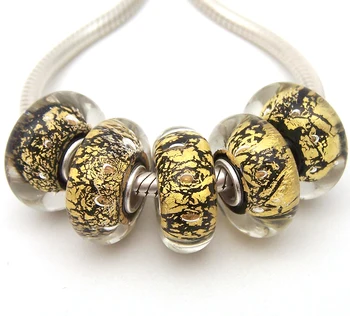 

JGWG1952 5X 100% Authenticity S925 Sterling Silver Beads Murano Glass beads Fit European Charms Bracelet diy jewelry Lampwork