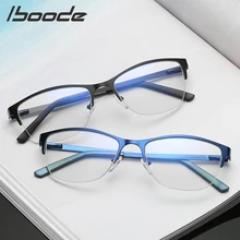 IBOODE, металлическая оправа "кошачий глаз", полуоправа для очков, для женщин и мужчин, прозрачные линзы, полуоправы, прозрачные оптические оправы для очков