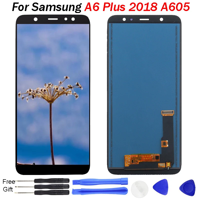 A6+ ЖК для samsung Galaxy A6 Plus ЖК-дисплей A605 A605F A605FN A605FD дисплей сенсорный экран панель дисплей дигитайзер