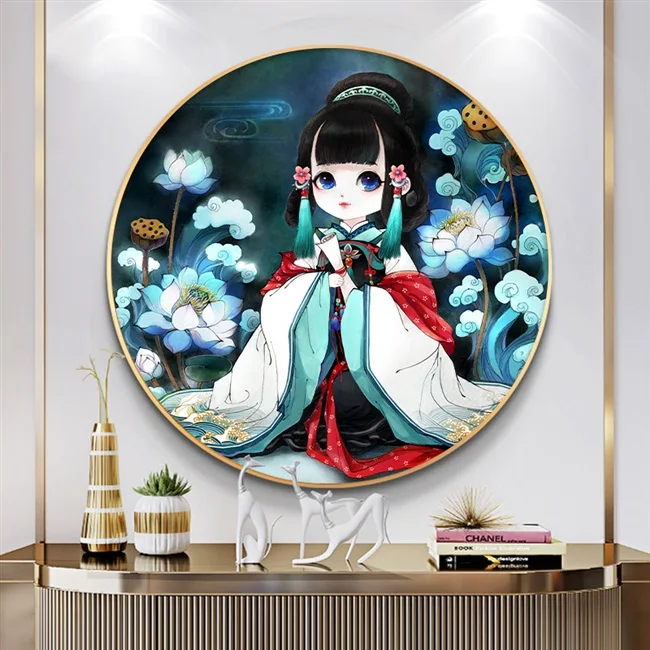 Cross Stitch Kit Embroidery Hoop Cross Stitch Tools Lotus fairy Cross stitch kits Needlework Sets With Printed Pattern 11CT for Home Decor Painting Classical girl Full Embroidery
