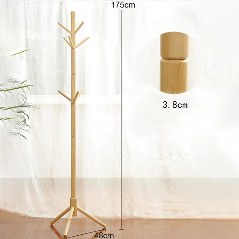 Solid Wood Hanger Floor Standing Coat Rack Creative Home Furniture Clothes Hanging Storage Rack Wood Hanger Bedroom Drying Rack