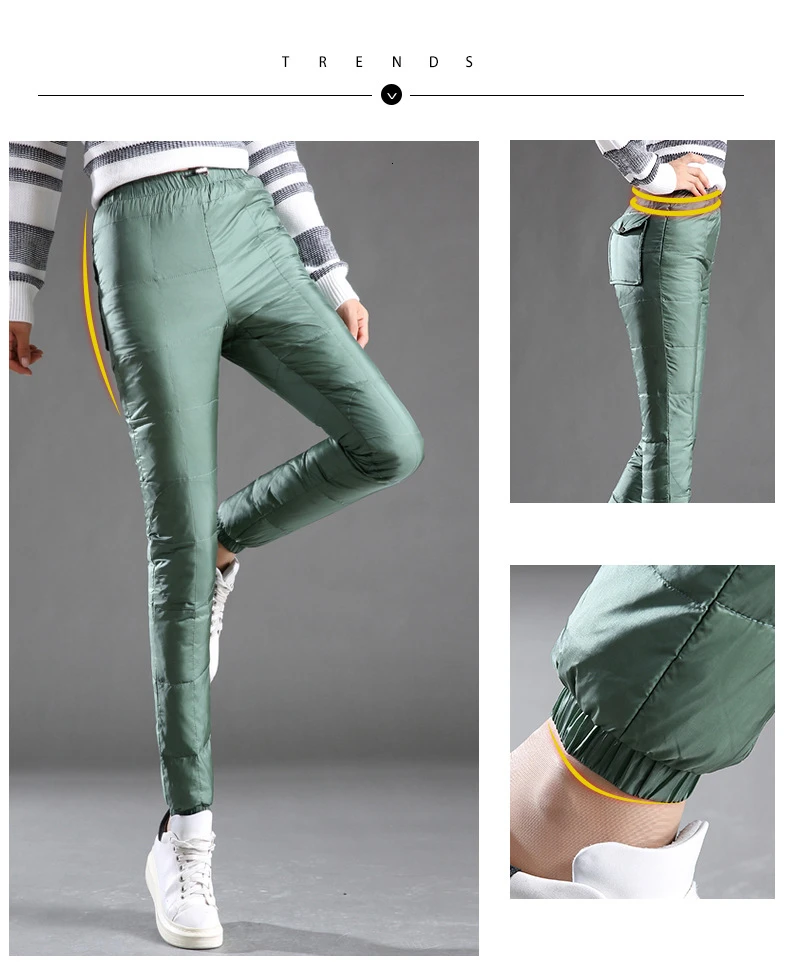 Winter Women Pants Outdoors Down Pants High Waist Thickening Warm Pants For Women Trousers Female