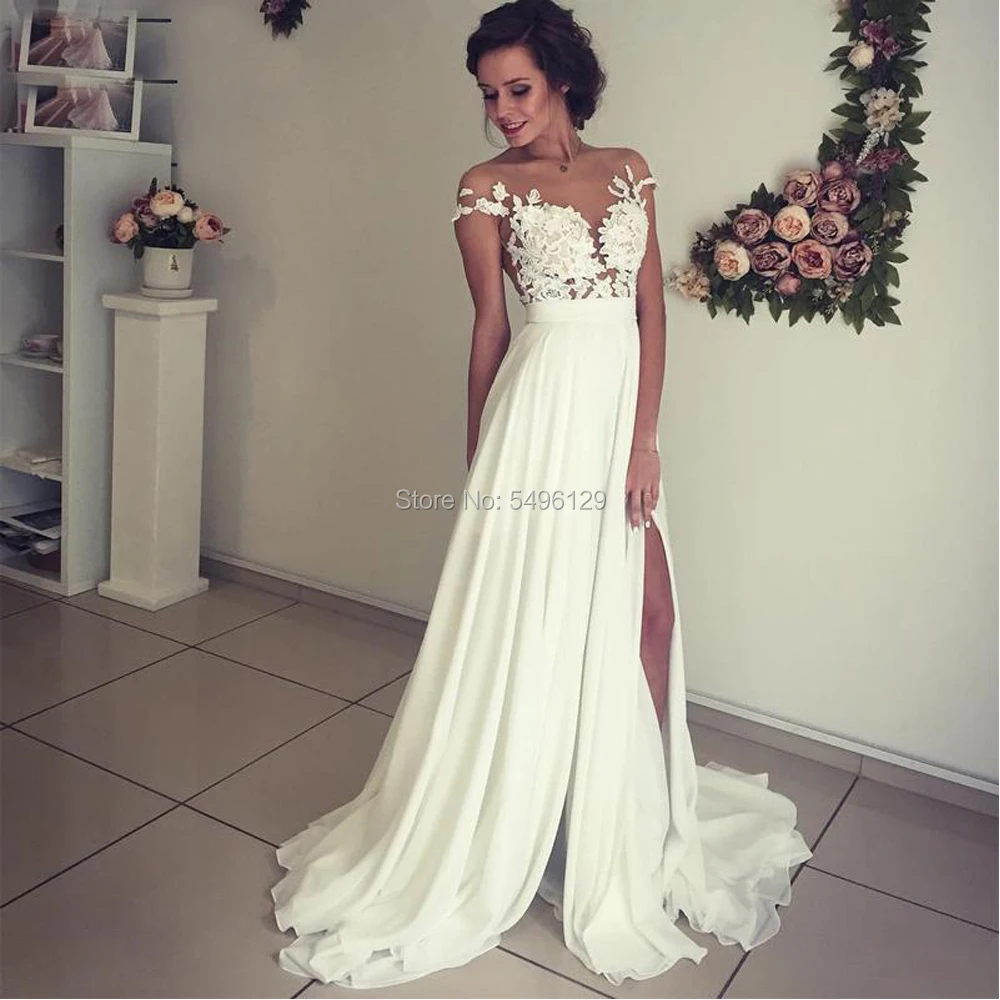 Vestido de Novia кружевные аппликации пляжные свадебные платья для невест