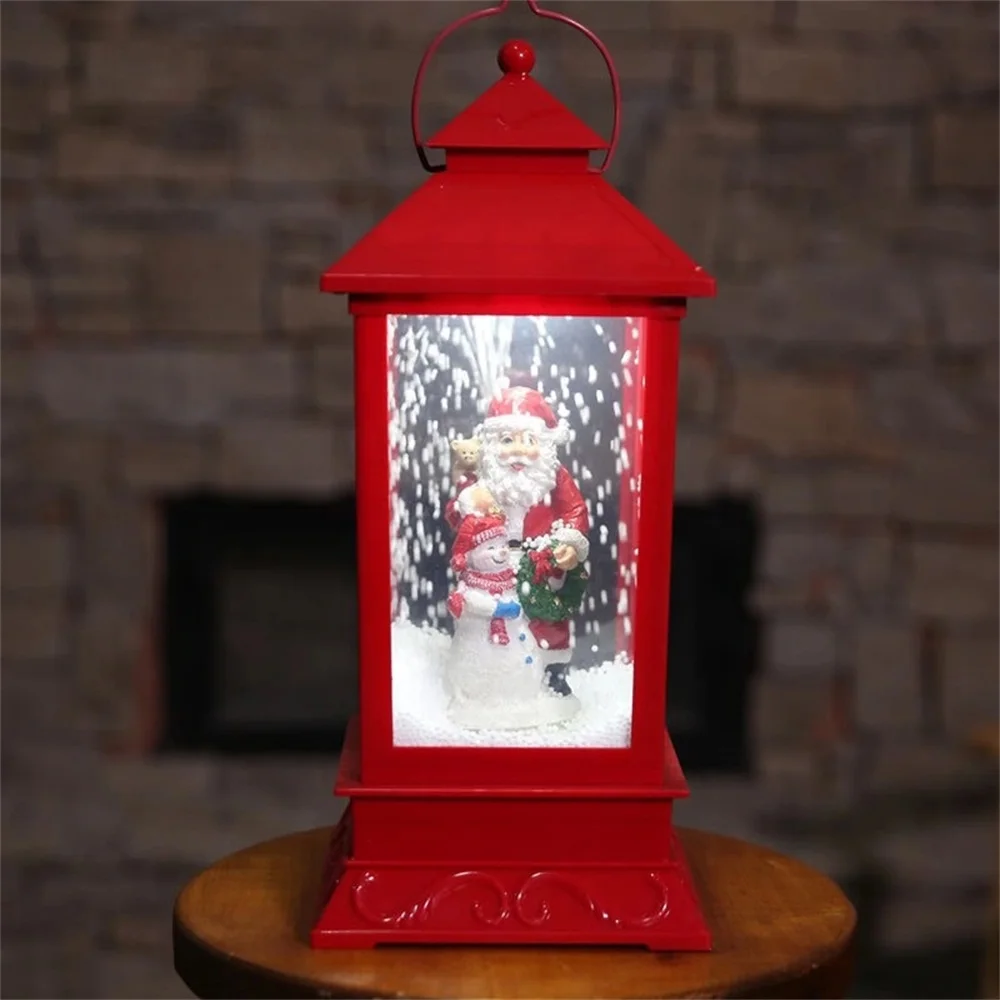 Рождественская музыкальная Снежная лампа, орнамент, снежный шар, ABS USB/батарея, украшение Санта Клауса, ветряная мельница, медведь, год, 44*18*18 см, подарок - Цвет: Red