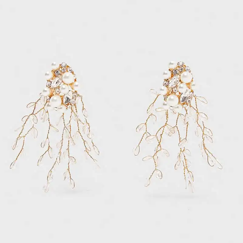 Dvacaman ZA Gold Oorbellen Crystal Pendientes блестящие эффектные Висячие серьги для женщин Свадебные подарки ювелирные изделия - Окраска металла: 8