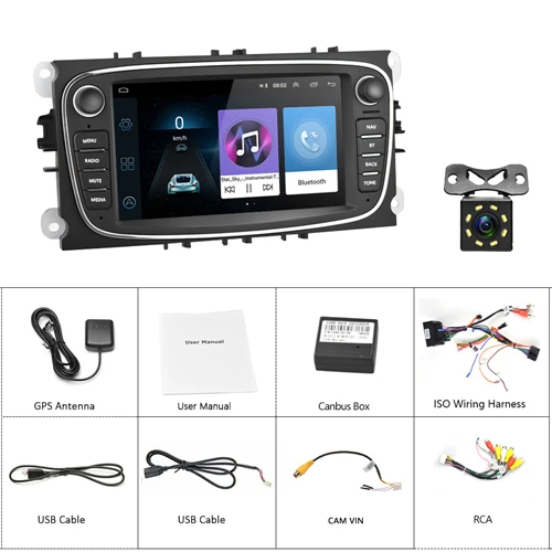 With 8 IR Camera Hikity Android автомагнитолы 2 Din gps автомобильный мультимедийный плеер 7 ''аудио стерео dvd-плеер для Ford/Focus/S-Max/Mondeo 9/Galaxy yc-Max - Цвет: With 8 IR Camera