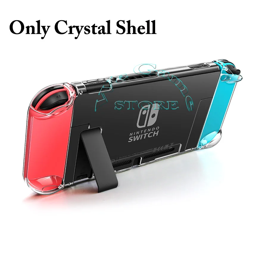 Only Crystal Shell Nintendos Case Nintend Switch Travel Carry Bag+ Screen Glass Film& Crystal Hard Shell+ 2 Silicone Cap for NS Nintendoswitch - Цвет: Only Crystal Shell