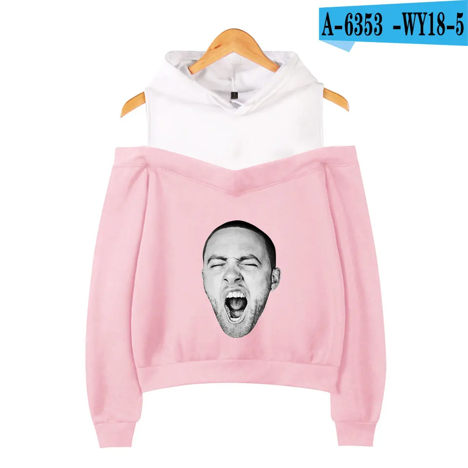 Mac Miller толстовки для плавания с открытыми плечами Женская Повседневная Толстовка в стиле хип-хоп с длинными рукавами с героями мультфильмов эксклюзивная Kpop WY18 - Цвет: Pink