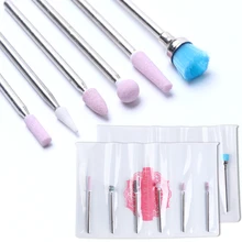 6 шт. микс керамическая фреза для ногтей сверло для маникюра аксессуары роторный заусенец Электрический инструмент для маникюра шлифовальный инструмент LAJG/MS-1