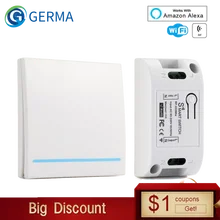 GERMA RF Wifi переключатель RF 433 МГц 10A/2200 Вт беспроводной переключатель 86 Тип вкл/выкл переключатель панель 433 МГц RF WiFi Пульт дистанционного управления Передатчик