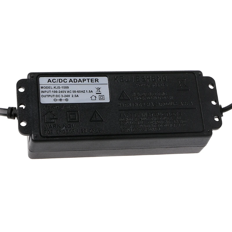 

60W 3-24V Adjustable Adapter With Display Screen Of Voltage DC5.5x2.1/2.5mm