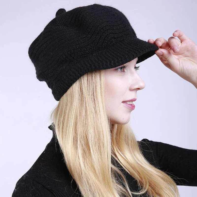 black GAOKE, зимние шапки для женщин, Skullies Beanies, шапки ручной работы, новинка, женская шапка, вязаная шапка цвета хаки - Цвет: black
