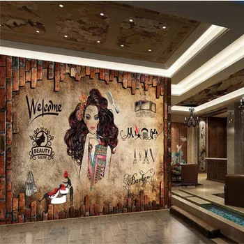 Custom Barber Shop Hair Design Center Wall Paper 3d Beauty Salon Hair Salon Background Industrial Decor Mural Wallpaper 3d Buy At The Price Of 14 04 In Aliexpress Com Imall Com