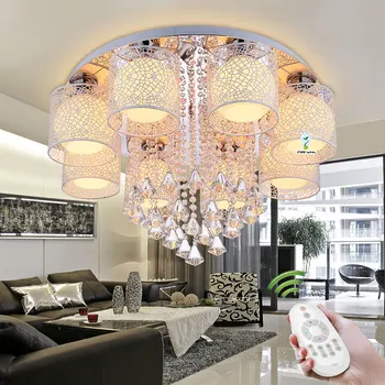 

2018 New Round Crystal Ceiling Light For Living Room Indoor Lamp with Remote Controlled luminaria home decoration Free Shipping