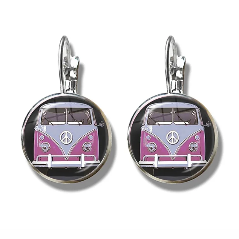Серьги с надписью Peace Love Bus Surf Van Beach Summer Hippie Car Retro Vintage Flower Power Hippi ювелирные изделия