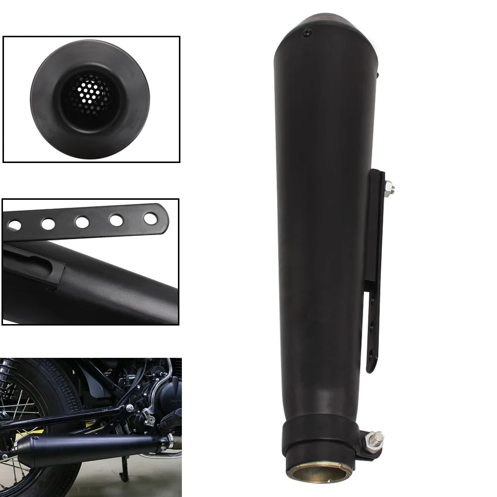 

Выхлопная труба для мотоцикла Cafe Racer с скользящим кронштейном, черная, универсальная, подходит для Harley Yamaha Honda