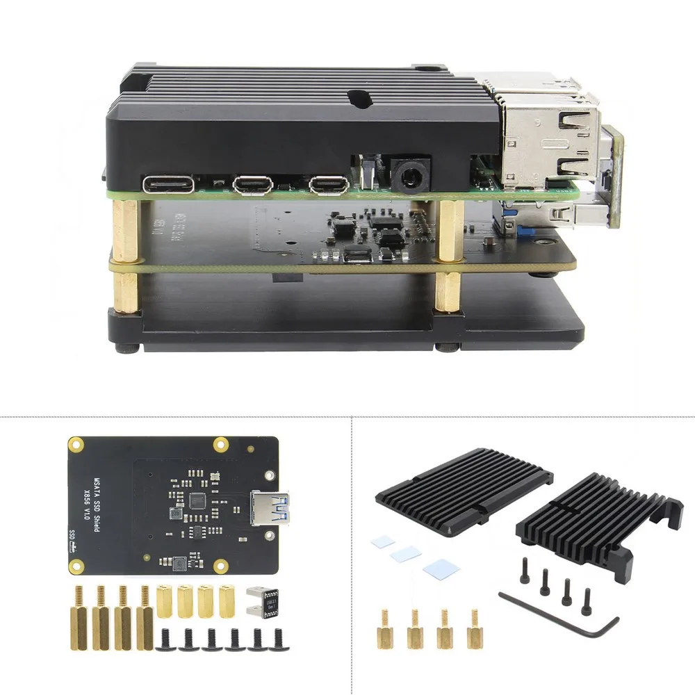 X856 Board with Case Raspberry Pi 4 Модель B mSATA SSD Плата расширения хранения, X856 V1.0 USB3.1 щит для Raspberry Pi 4 B - Цвет: X856 Board with Case