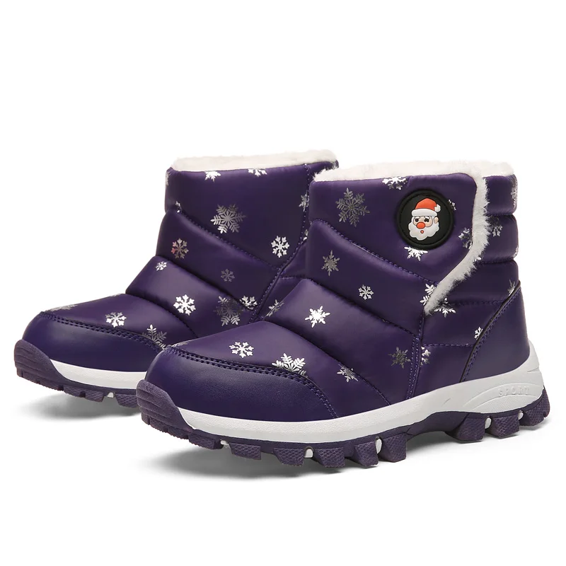 

SKHEK Winter Warm Plush Children Snow Boots Girls Boys Soft Bottom Kids Shoes Leather Martin Boot Babys Cotton shoes Waterproof