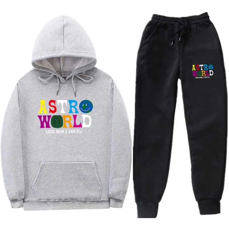 Light gray MK0226 Разноцветные толстовки с капюшоном ASTROWORLD, комплекты брюк, мужская и женская мода, уличная одежда с надписью «MoM I Can FLy», спортивный костюм, штаны, костюм - Цвет: Light gray MK0226
