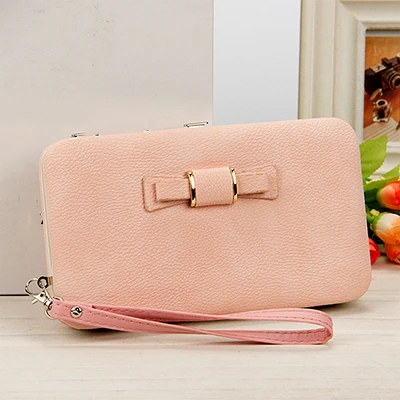Pink Модный женский кошелек, кошелек для монет, сумка для телефона, Ptgirl, с бантом, мульти-карта, держатель для карт, Длинный кошелек для женщин, Billetera Mujer - Цвет: Pink