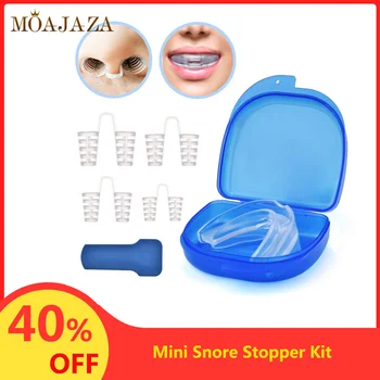 

Anti Snoring Deviece Nasal Dilators+Mouth Guard Mouthpiece Snore Stopper Sleep Aid Kit Nose Clip Night Dressing For Better Sleep