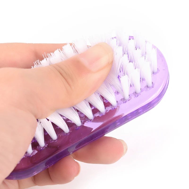 1pc Nail Cleaning Brush Plastic Nail Cleaning Scrubbing Brush Double Sided Hand Nail Brush Cleaner Random Color