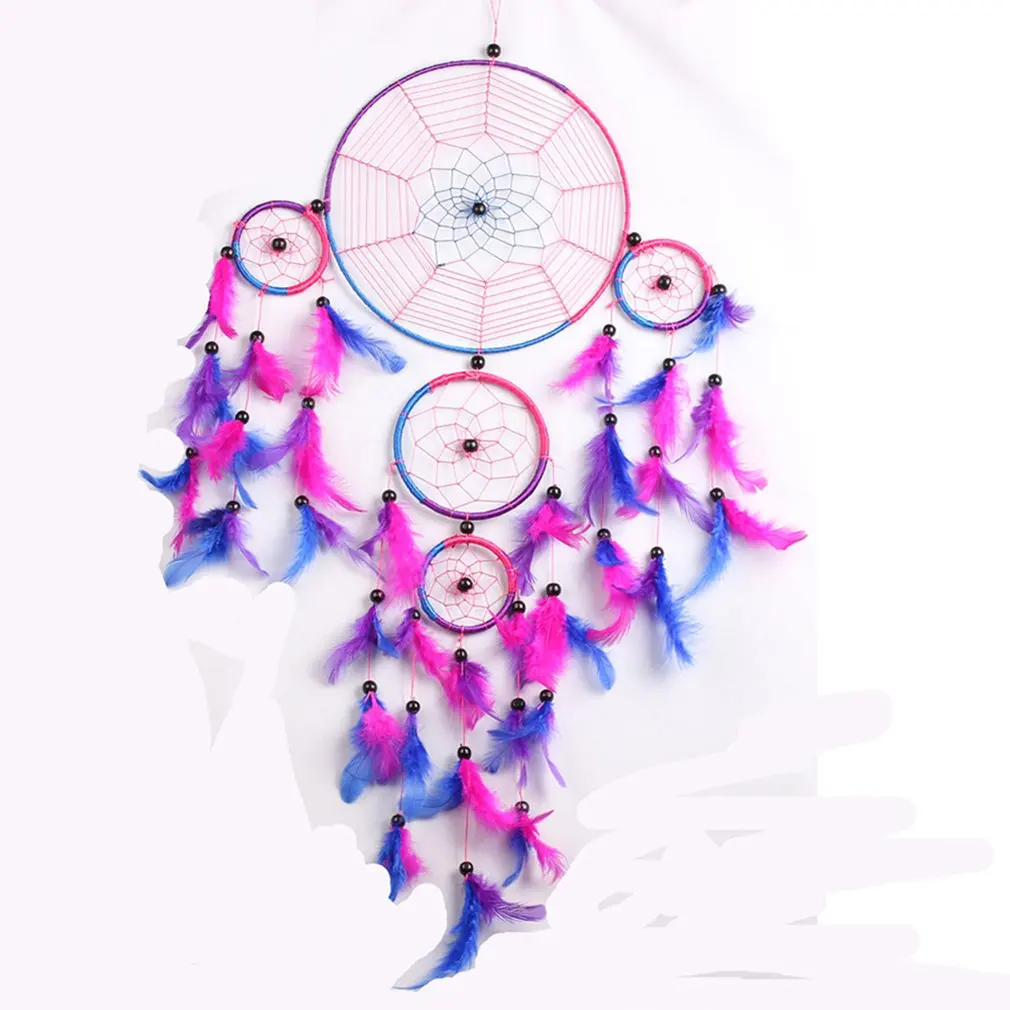 MS6088 Wind Chimes Handmade Indian Dream Catcher Net With Feathers 55 cm Wall Hanging Dreamcatcher Craft Gift Home Decoration