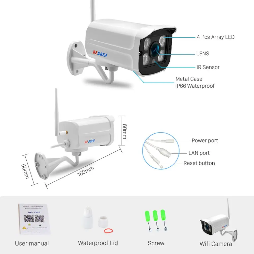 BESDER аудио Wi Fi камера 1080P ONVIF Беспроводная сигнализация Push iCsee P2P 2MP CCTV Bullet наружная IP