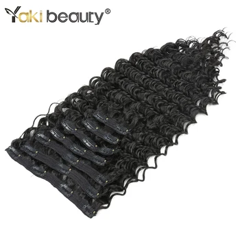 

Yaki Beauty Clip In Hair Extension 24 Inch 140g Deep Wave Synthetic natural color clips hair