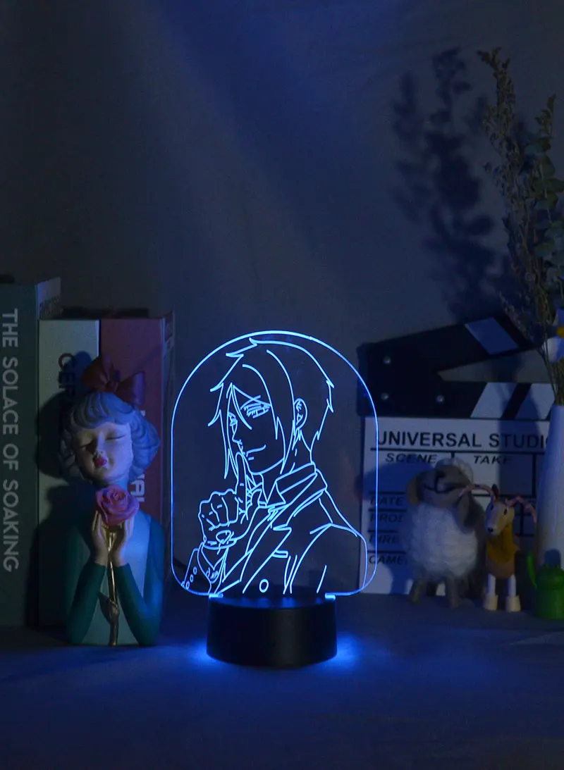 night light for bedroom Anime Light Black Butler Figurine Sebastian Michaelis for Bedroom Decoration Colorful Nightlight Anime Gift 3d Lamp Kuroshitsuji battery night light