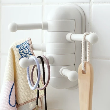 

1Pcs Seamless Adhesive Hook Bathroom Kitchen Rotatable Strong Stick Hooks Wall Hanging Door Clothes Towel Handbag Holder