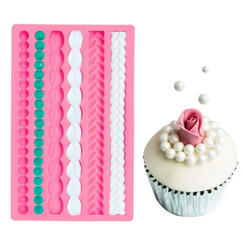 

New hemp rope silicone mold Pearl zipper shape cake lace decoration tool Sugarcraft Flower Candy Chocolates silicone molds