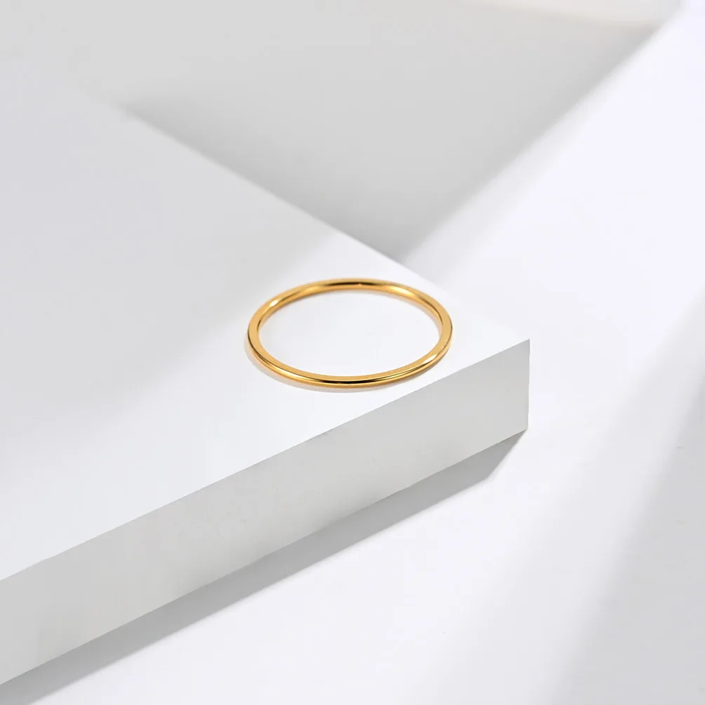 1mm Titanium Steel Ring Gold/Rose Gold/ Silver Color Simple Female Thin Ring Wedding Jewelry Gift 2