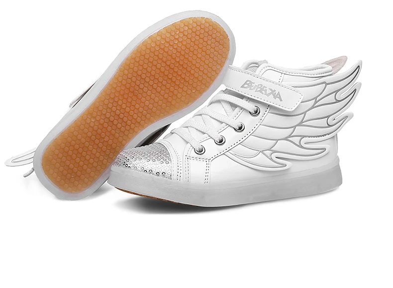 7ipupas Child Glowing Shoes USB Rechargeable Angel's Wings Luminous Sneakers for Boys,Girls LED Light Running Shoes for Kids
