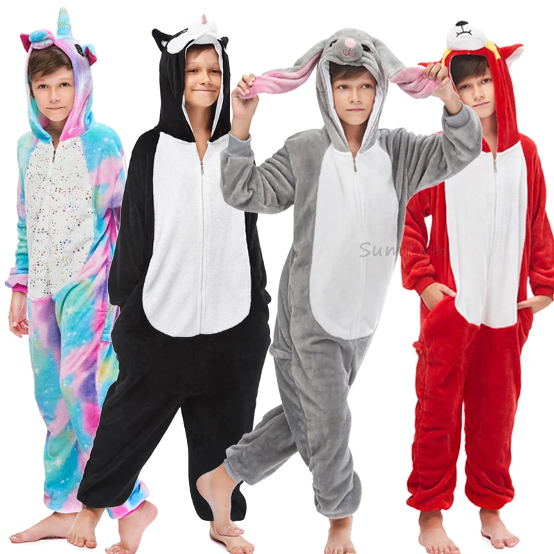 Пижама кигуруми Единорог для мальчиков и девочек Комбинезон в виде животных