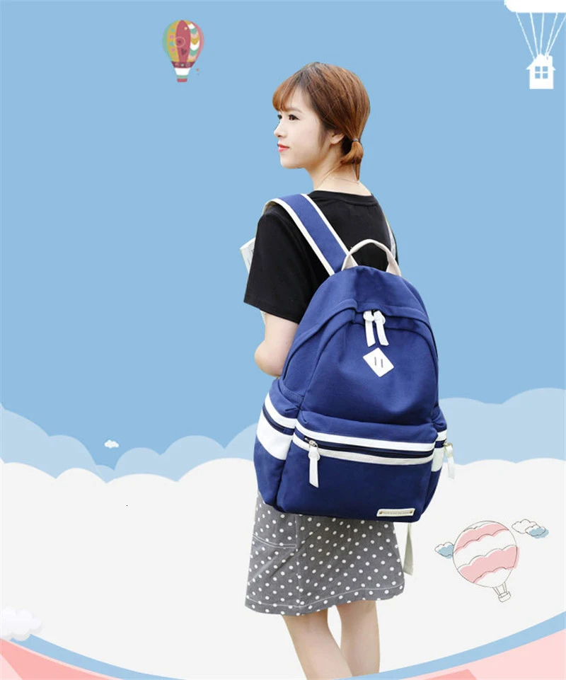 School Bag Stripes Canvas Backpack Schoolbags Stylish Students School Backpack For Girls Travel Bags Laptop backpack