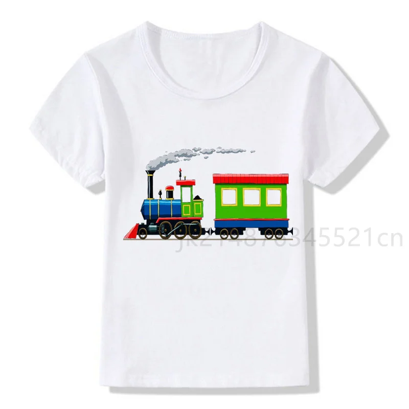 Treno Simpatico Cartone Animato Treno Merci Neonati Abbigliamento Bambino Preferito T-Shirt Bianca Moda Streetwear T-Shirt Per Bambini Taglie Forti