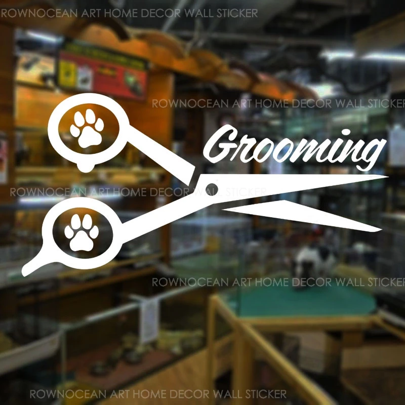 Pet Grooming Salon Window Sign Logo Decals Vinyl Art Home Decor