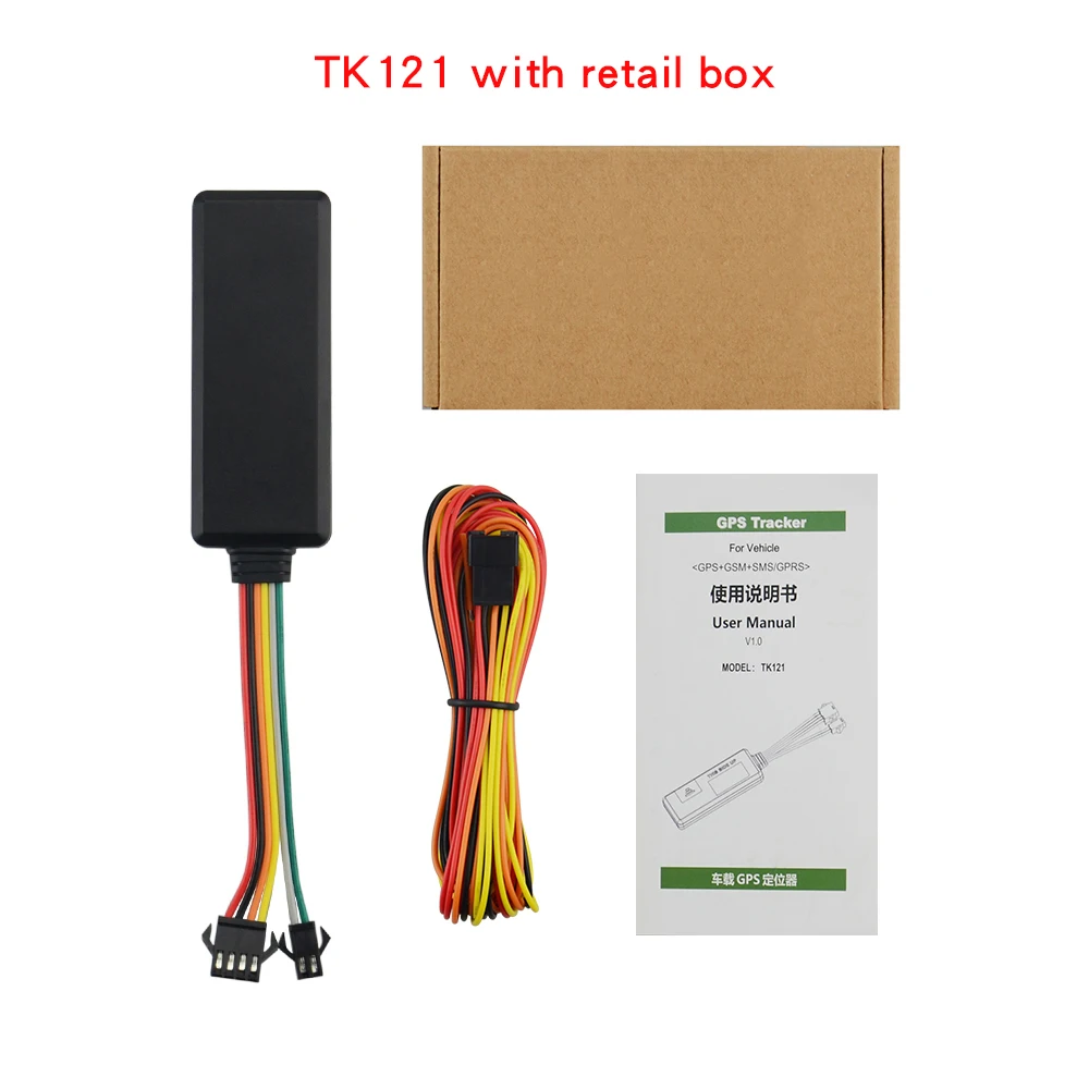 with box TK121 мини-gps для автомобиля датчик локации GPS для автомобиля с ACC проверка состояния гео-забор превышения скорости сигнализации встроенный аккумулятор 80 мАч - Цвет: with box
