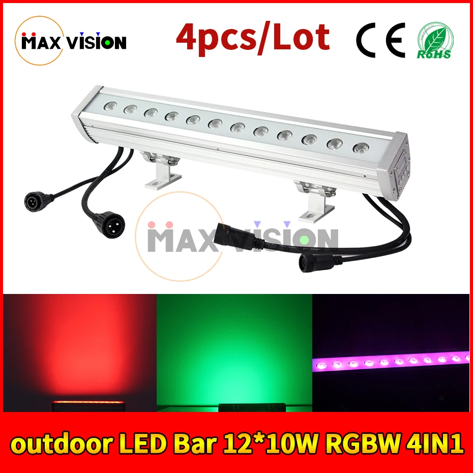 

4pcs Outdoor Waterproof Led Bar Light 12pcs 10w RGBW 4in1 Wall Washer Led Dmx Dj Disco Light For Landscape Lighting