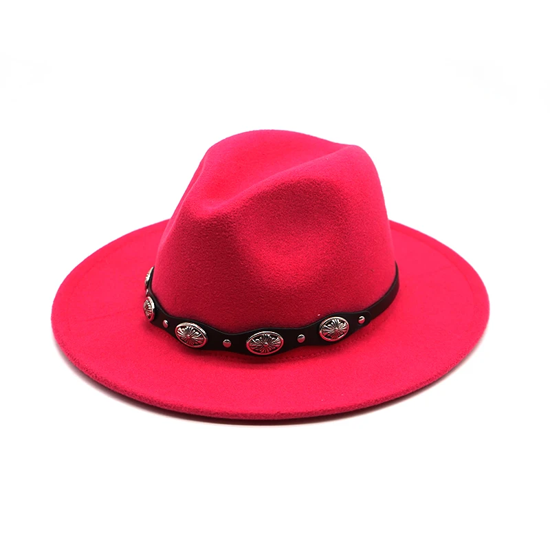 rose Red Новинка, женская и Мужская шерстяная винтажная фетровая шляпа гангстер из Трилби с широкими полями, элегантная женская кепка для джентльменов на зиму и осень, джазовая Кепка - Цвет: rose Red