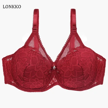 

Lace Plus Size Bra Sexy Ultrathin Underwear Large Size Lingerie For Women Comfort Bralette Deep V Lingerie Female Brassiere