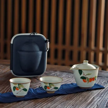

Travel Tea Set Ruyao One Pot Two Cups Zen Express Cup Portable Bag Tea Set Teapot Set Tea Set Porcelain Tea Ceremony Set